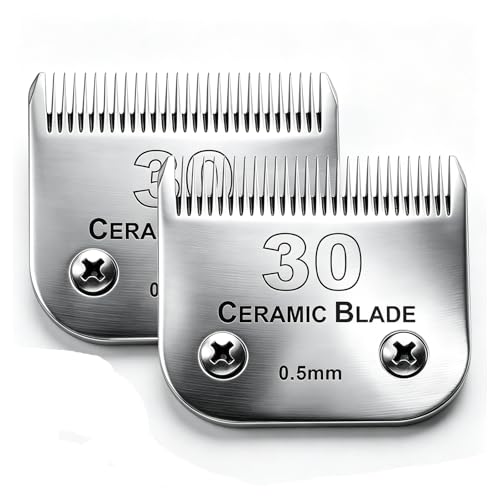 2Pack 30 Blade Dog Grooming Clipper Blades Compatible with Andis/Wahl/Oster Dog Clippers Detachable Stainless Steel Blade Size-30 1/50-Inch Cut Length (64260)
