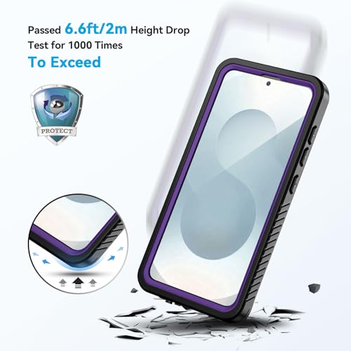 Image of Lanhiem for Samsung Galaxy S25+ Plus Case, IP68 Waterproof Dustproof Case with Built-in Screen Protector, Rugged Full Body Shockproof Protective Cover for Galaxy S25 Plus 6.7 Inch, Purple