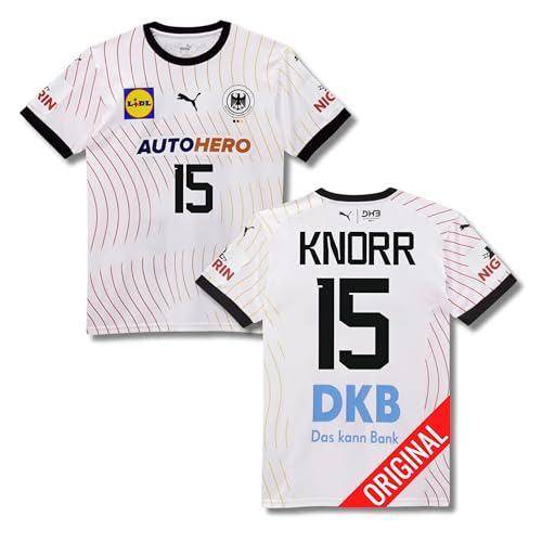 PUMA Original DHB Handball Trikot Herren [Home 2024] Offizielles Handball Trikot [Knorr 15] Sportbekleidung Sport Tshirts Herren Shirt Männer I Gr. M