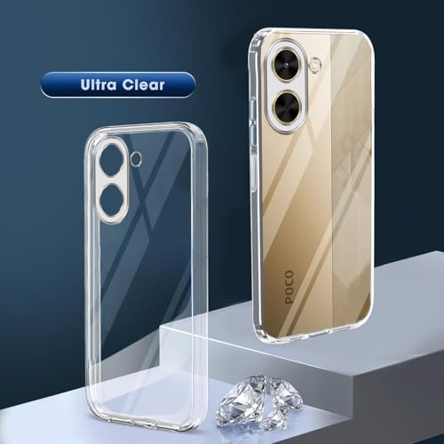 Image of Jkobi Back Cover for Poco C71 (Silicone Clear Shockproof Case with Camera Protection | Soft and Flexible | Transparent)