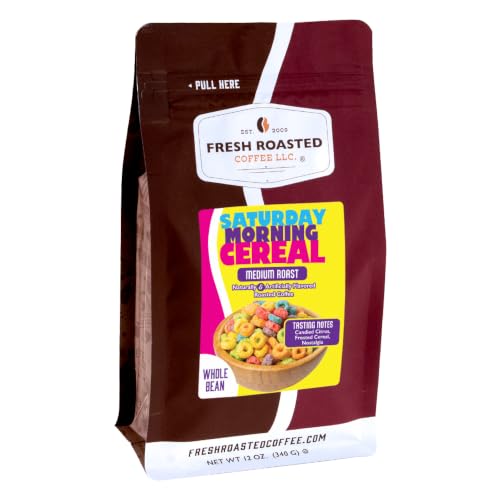 Fresh Roasted Coffee, Saturday Morning Cereal Flavored Whole Bean Coffee, Medium Roast, Kosher, 12 oz