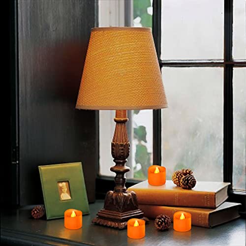 Singtok 12 Packs Orange Halloween Candles, Led Flickering Flameless Tealights, Battery Operated Led Candles, Long Lasting Tea Light For Pumpkin Lantern, Holiday Party Home Decoration #TOP6