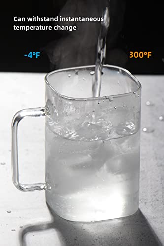 Chryslin Glass Coffee Mugs,20Oz Large Coffee Cups With Handle,Square Clear Mugs Set Of 2,Heat Resistant Glass Cup For Hot/Cold Coffee Tea Beverage thumb #5