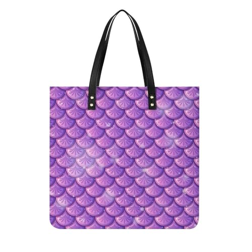 Sac shopper violet motif sirène, grand sac à main à bandoulière contre le manque de place