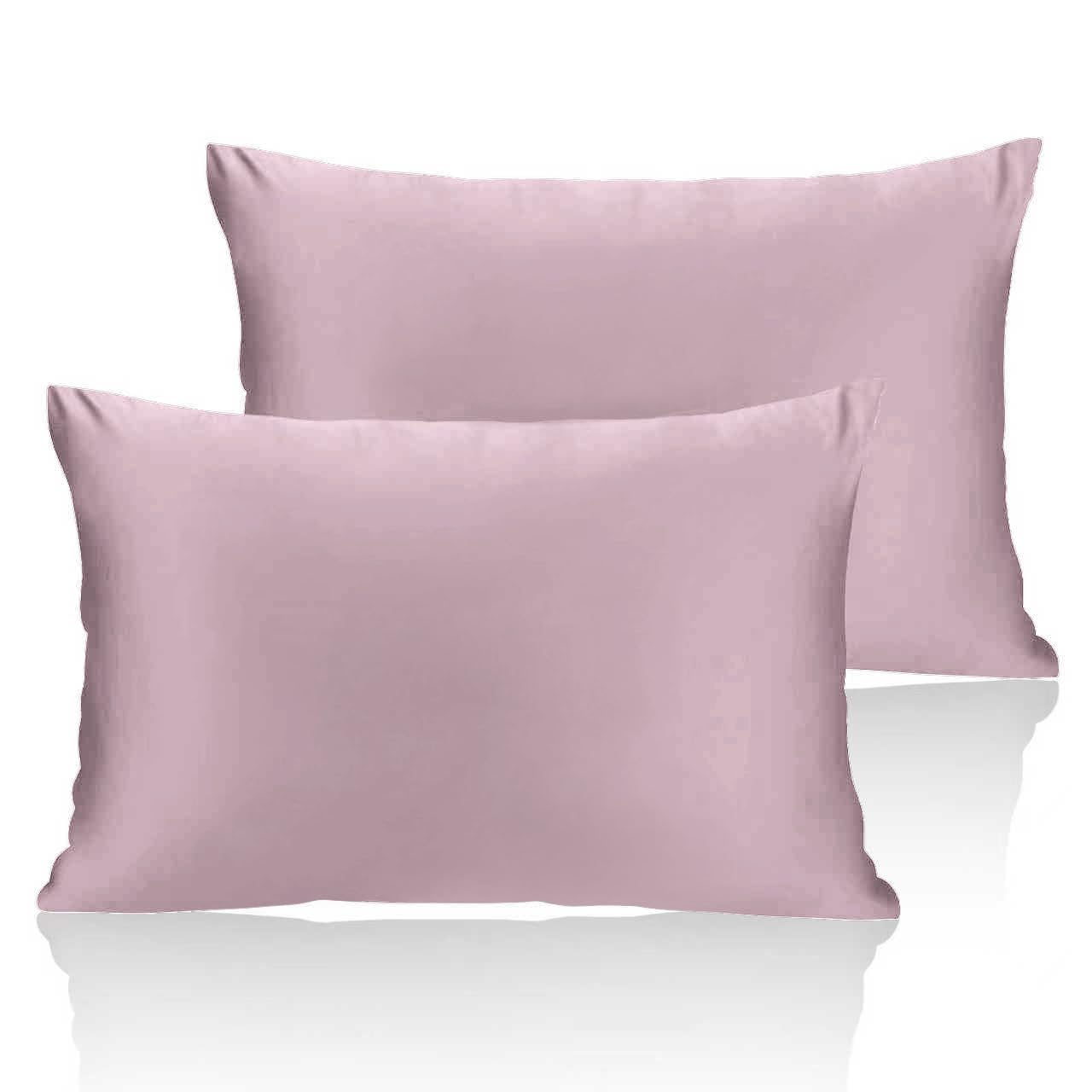 Pillow Cases 2 Pack Smoked Pink, Plain Pillowcases with Envelope Closure, Breathable Premium Tencel Set of 2 Pillow Covers, Standard Size 50x75 cm