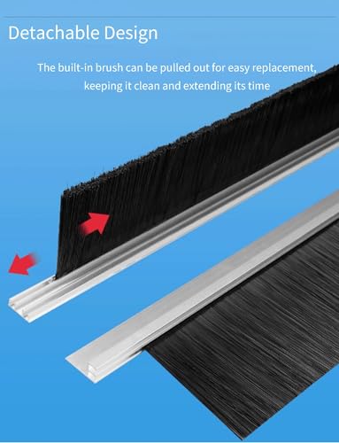 100 cm Zamiatacz do drzwi ze stopu aluminium typu H ze szczotką – przemysłowa dolna listwa uszczelniająca do szczelin zatrzymuje zanieczyszczenia (5,5 cm) - i skuteczne rozwiązanie