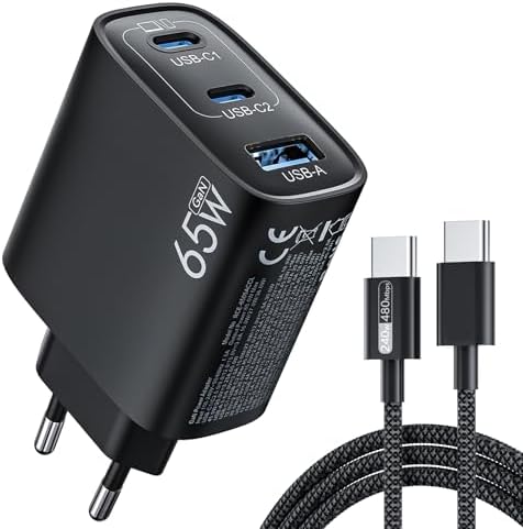 XUI USB C Ladegerät 65W 3-Port, USB-C Netzteil, PPS 60W Schnellladegerät | PD Charger, kompatibel mit MacBook Pro/Air, iPhone 17/16/15, iPad Pro, Samsung S26/S25/S24 Ultra, Google
