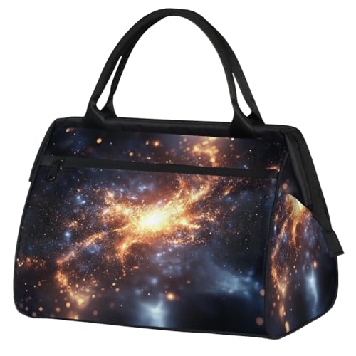 Red Universe Starry Sky Weekender Overnight Bag for Women Waterproof Carry On Travel Duffle Bags with Pocket Lightweight Sports Gym Tote Bag Large Luggage Workout Personal Item Hospital Bags