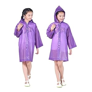 2 Pack Portable Kids Rain Poncho, Reusable Raincoat with Hoods and Sleeves for Camping Hiking Traveling Backpacking