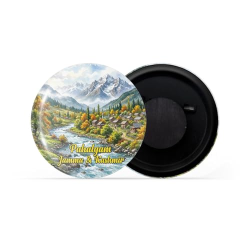 Image of dhcrafts Fridge Magnet Multicolor Jammu & Kashmir Pahalgam Jammu & Kashmir Glossy Finish Design Pack of 1 (58mm)