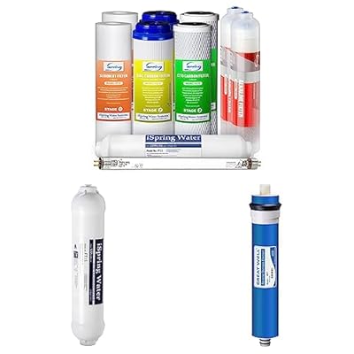 iSpring F10KU 1-Year Replacement Supply Filter Cartridge Pack & FT15 5th Stage Inline Post Carbon Filter Replacement Cartridgen & Greatwell Reverse Osmosis Membrane 75 GPD 11.75” X 1.75”