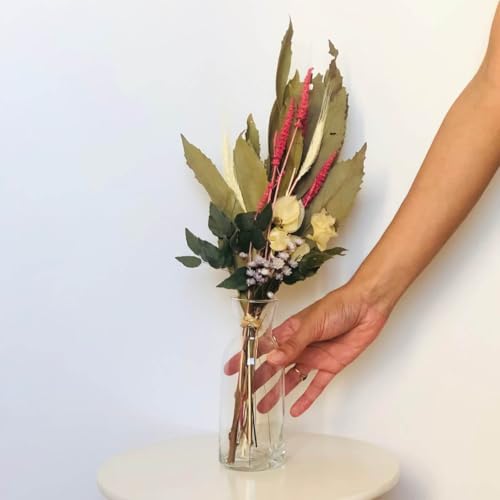 Arranjo de Flores Secas + Vaso Vidro - Floral Serenade