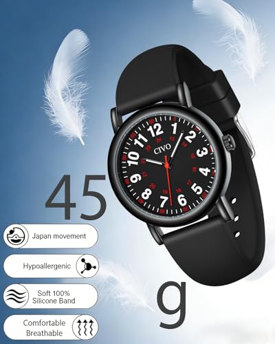 Image of CIVO Nurse Watches for Women Men: Analog Waterproof Watch with Second Hand Easy-Read Dial - Gifts for Nurses Doctors Medical Student