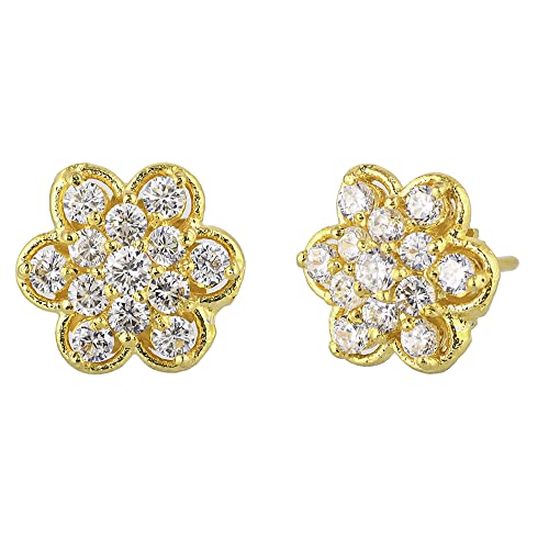 Round Cut CZ Gems Stud Earrings
