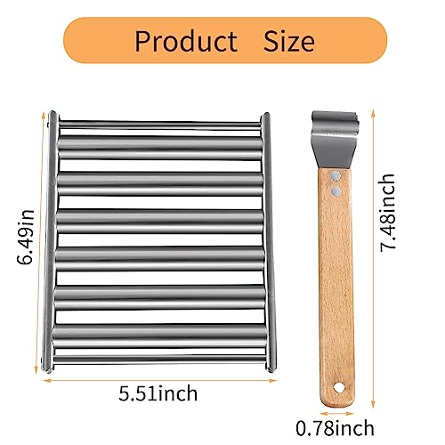 Sufune Hot Dog Roller for Girll,Hotdog Roller Grill Sausage Roller Stainless Steel Rack with Extra Long Wood Handle,BBQ Hot Dog Girller for Evenly Cooked Hot Dog,5 Hot Dog Capacity - Thumbnail 2