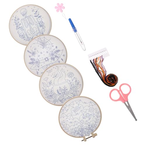 Kit broderie punch needle Halloween pour débutant avec tissu imprimé