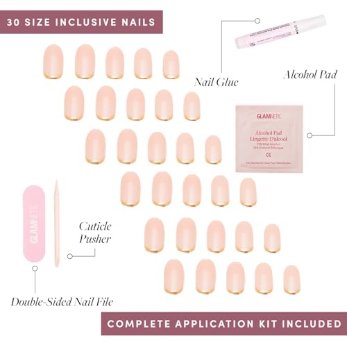Glamnetic Press On Nails - Goal Digger | Glossy, Semi-Transparent, Short Round Nails, Salon Quality | 12 Sizes - 30 Nail Kit with Glue - Image 5