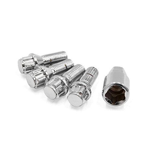 Image of uxcell 4 in 1 14mm x 1.5 Silver Tone Car Wheel Lock Lug Nuts Anti Theft Security Bolts