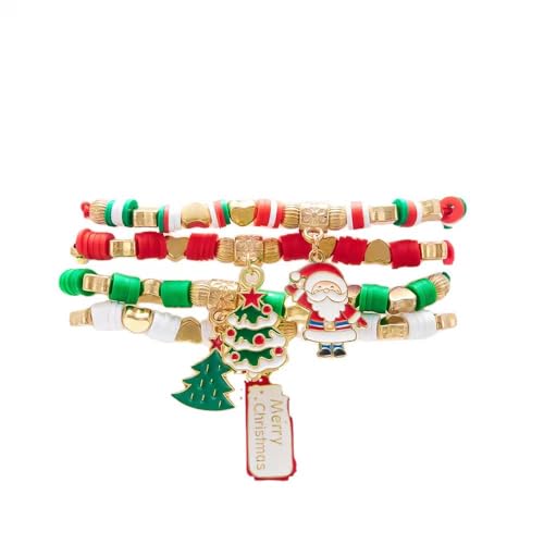 XFSRG 4 Piezas Pulsera de Navidad Mujer Papá Noel Cuentas Colores Pulseras...