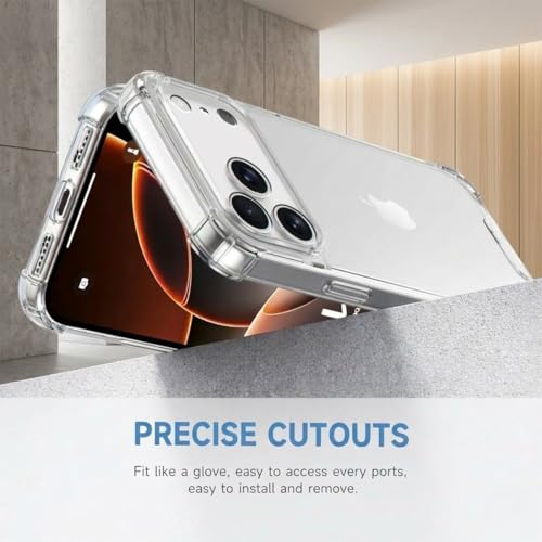 Image of Fashionury 3D Raised Transparent Crystal Clear Back Cover for iPhone 17 Pro Max | Shockproof Design | Anti-Slip Grip | Camera Protection | 360 Degree Protection Mobile Case