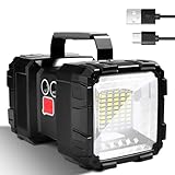 LETOUR LED Spotlight Flashlight,Rechargeable Flashlight 200000L10000mAh High-Powered Searchlight Camping 3+4 Lights Modes LED Handheld Spotlight Waterproof