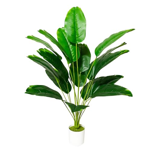 Zelihrdu Grande Plantas Artificiales Decorativas Tropic Árbol Artificial Realista Planta Falsa para Interior y Exterior Hogar Casa Baño Oficina Jardín Boda Decoración (80cm Ave del Paraíso Verde)