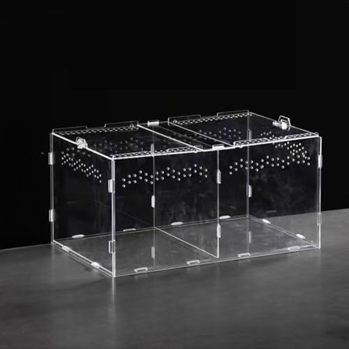 Eiuuioj 飼育箱 アクリル 登山ペット ヤモリ トカゲ 飼育箱 爬虫類 ペット カメ クモ ハリネズミ ツノガエル (B-40*25*20cm)