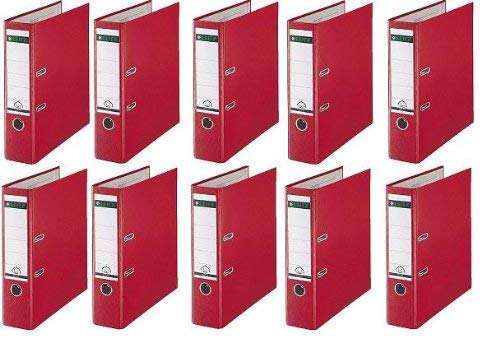 10 LEITZ Ordner 180° 1010-50-25 Rot Kunststoff 8cm Plastik PP Aktenordner 80mm DIN A4 Büro mit Schlitzen