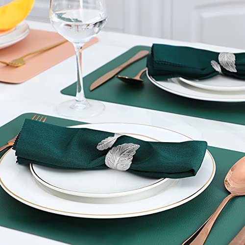 Napkin Rings Set Of 24, Metal Leaf Napkin Rings Cloth Napkin Holder For Weddings, Valentines Day, Holiday, Receptions, Dinner Party, Banquet, Buffet Table Decor (24, Silvery) #TOP2