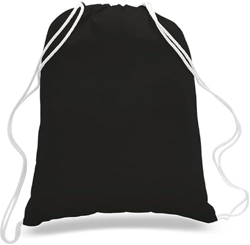 Black Cotton Drawstring Bag – 100% Cotton