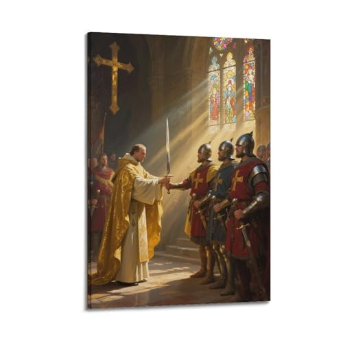 Poster catholique des croisés en toile tendue de qualité supérieure