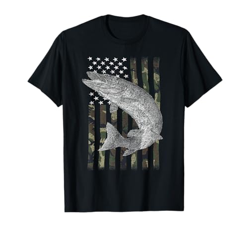 Musky Fishing Camouflage Flag Muskie T-Shirt