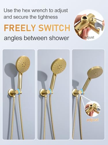 Image of Woindo Shower Faucet Set 10 inch Rain Shower Head /8'' Side Shower Head and 3 Setting Handheld Ceiling Mount 3 Push Button Diverter Complete Rainfall Round Shower System Included Valve Trim Kit