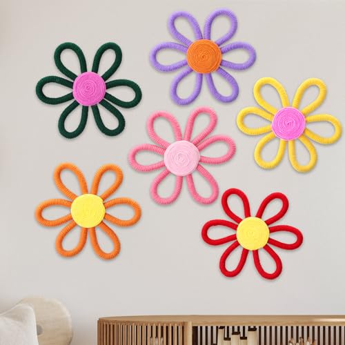 Ripeng 6 Pcs Boho Nursery Decor Flower Daisy Wall Art