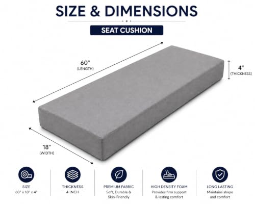 Image of 3 Seater Sofa Seat Cushion High Density Soft & Comfortable Foam with Zippered Cover Sofa Use Premium Fabric SleepStore Floor Cushion for Sitting in Livingroom Bedroom.