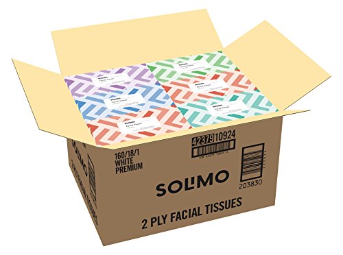 Amazon Brand - Solimo Facial Tissues (18 Flat Boxes), 160 Tissues per Box (2880 Tissues Total) - Thumbnail 4