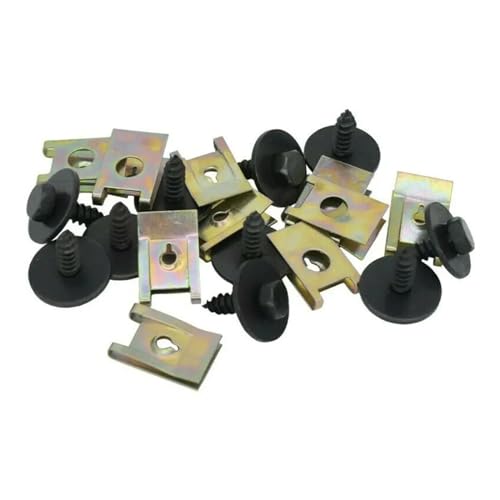 CLENEA 40pcs Chassis Engine Guard Metal Nut/Screw Washers U-Shape Clip for E46 E92 E90 F10 Car Fender Bumper Cross Head Screws