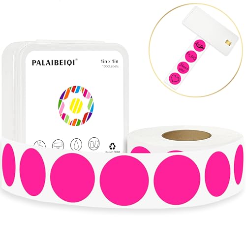 PALAIBEIQI 1 Inch Round Thermal Sticker Labels,Color Dot Stickers,Label Stickers,Waterproof,Oil Proof,for Thermal Printers,DIY,Office,Retail,Home and Warehouse Organization(Fluorescent Pink,1000 Pcs)