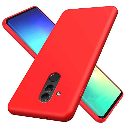 CRABOT Compatible con Huawei Mate 20 Lite Silicona L�quida Caso Cubierta de Goma Anti-ca�da Resistente a Los Ara�azos Carcasa del Tel�fono+1*(Protector de Pantalla Gratuito)-Rojo