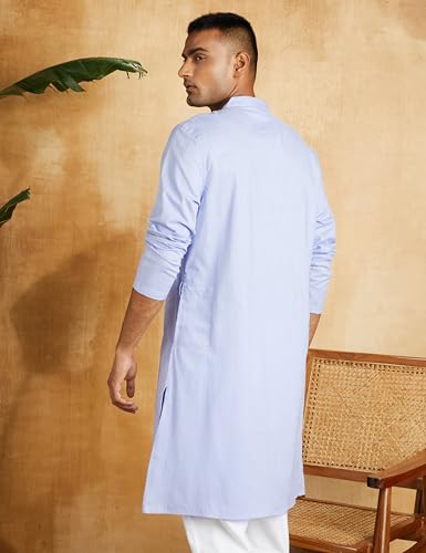 Image of Amazon Brand - Symbol Men's 100% Cotton Solid Long Length Casual Kurta - Regular Fit (Available in Plus Sizes)