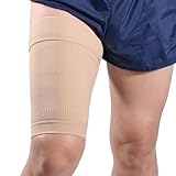 KEKING Thigh Compression Sleeves (Pair), Unisex, Hamstring Compression Sleeve for Quad & Groin Pain Relief & Recovery, Thigh Brace & Wrap Great for Running Sports & Injury, Upper Leg Sleeves Beige S