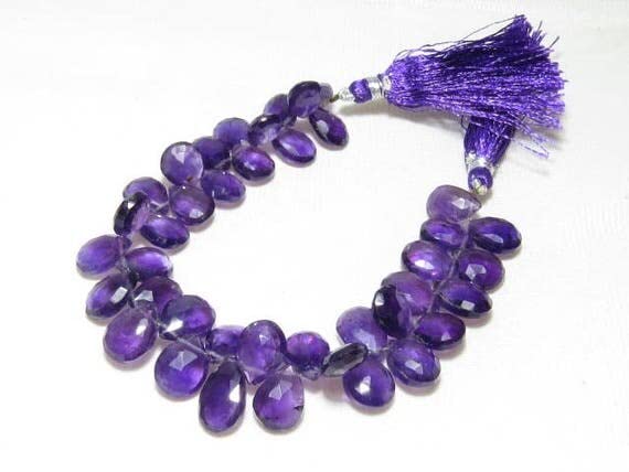 Améthyste naturelle briolette facettée en forme de poire 10x12-10x15mm pour bijoux