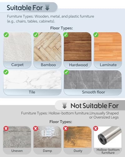 VABNEER Möbelgleiter, 16 Stück PTFE Teflon Runde Selbstklebende Möbelschieber, Möbel Bewegen Pads für Glatte Böden und Teppiche (Runde, 19mm)