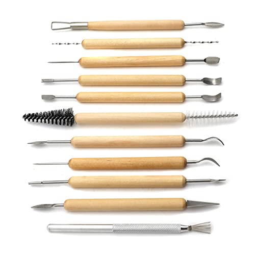 HTTMT- 11Pcs Pottery Tool Set Carving Sculpting Modeling Hobby Ceramics Art Supplies Kit [P/N: ET-TOOL017-SR]