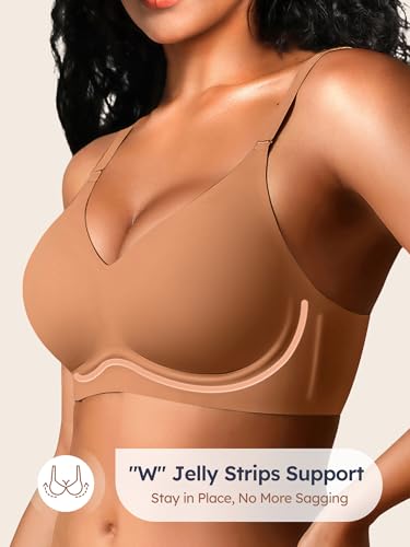 Image of Seamless Wireless Jelly Bras for Women - Lightly Padded Bra with Support, No Underwire Comfortable T-Shirt Bralette