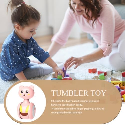 KONTONTY Educational Tumbler for Babies, Pink Abs Plastic Winking Sliding Tumbler that Trains Finger Grasping Ability and Improves Hand-Eye Coordination, for Early Learning — view 5
