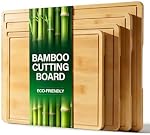Zarler Planches de coupe de bambou pour cuisine, 4 Planche de coupe en bois durable avec rainures et poignées de jus, ensemble de planche à découper en bois pour la préparation des repas, XL Taille, cadeau de cuisine idéal