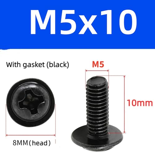 Image of 20 PCS Vesa Screws, VESA Compatible M5x10mm TV /Monitor Wall Mount Screws for 75x75mm and 100x100mm Brackets. Phillips Head M5 x 10mm Black with Washers (20, M5 x 10mm)