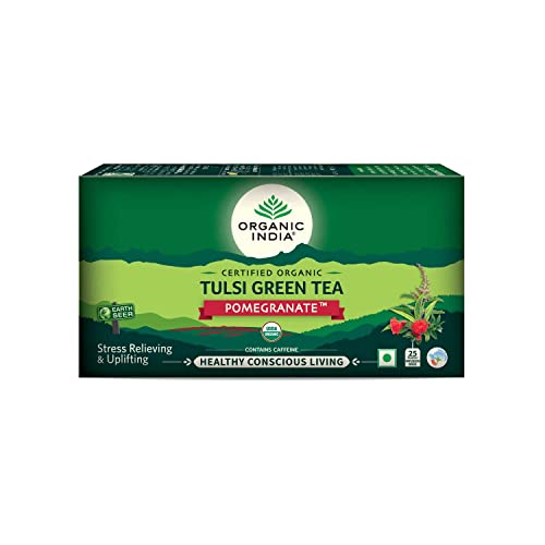 Organic India Tulsi Green Tea, Pomegranate, 25 Tea Bags #TOP11