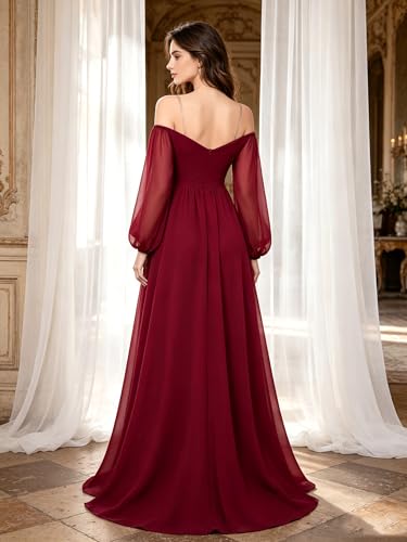 Robe soirée formelle à manches bouffantes avec silhouette ajustée - 6